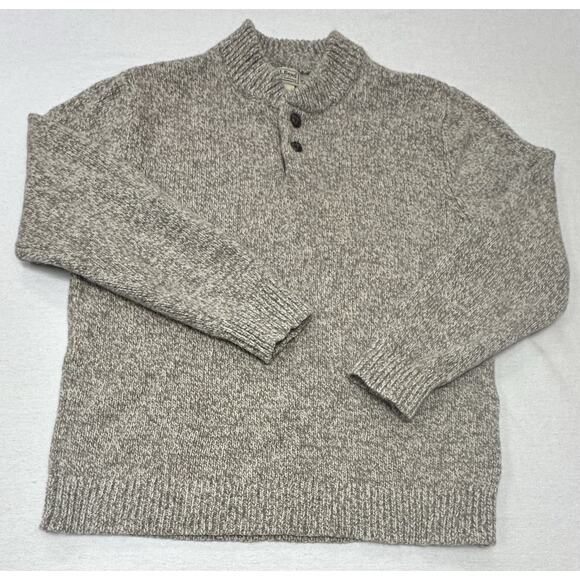Vintage 90s LL Bean Women's XL Sweater 100% Lambs Wool Pullover Beige Grandpa - Picture 1 of 7